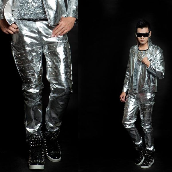 men's pants 2021 mens fashion normic silver rivet male singer dj nightclub show performance bar party slim trousers costume, Black
men's pants 2021 mens fashion normic silver rivet male singer dj nightclub show performance bar party slim trousers costume, Black