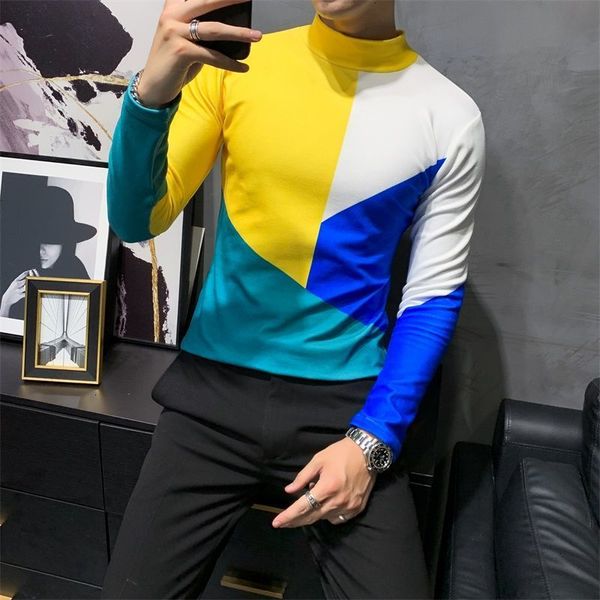 men's polos fall long-sleeved t-shirt contrast color stitching base tee turtleneck slim fit t shirt uomo manica lunga men clothing 2s2n, White;black
men's polos fall long-sleeved t-shirt contrast color stitching base tee turtleneck slim fit t shirt uomo manica lunga men clothing 2s2n, White;black