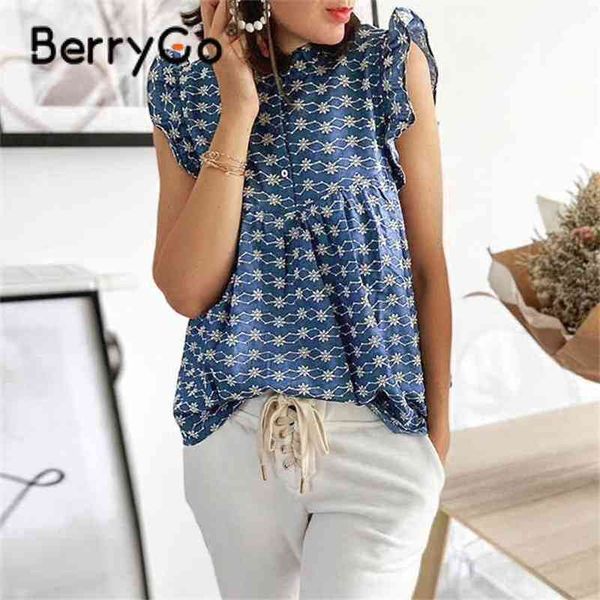 berrygo office lady floral blouse shirt summer fashion sleeveless female cotton ruffle sleeve short button blouse-women 210513, White
berrygo office lady floral blouse shirt summer fashion sleeveless female cotton ruffle sleeve short button blouse-women 210513, White