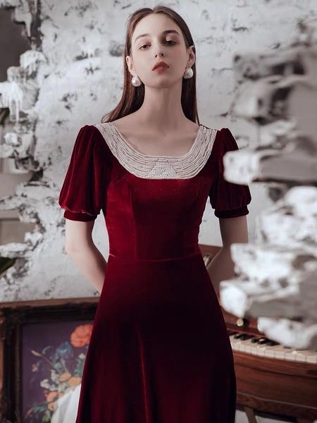 party dresses burgundy velour prom short slee beads pearl square collar a-line ankle-length long vintage celebrity gowns elegant, White;black
party dresses burgundy velour prom short slee beads pearl square collar a-line ankle-length long vintage celebrity gowns elegant, White;black