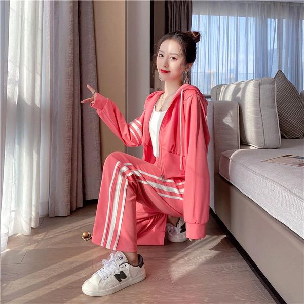 women's t-shirt spring and autumn 2021 sports suit women loose fashion casual set two sets of wei temperament, White
women's t-shirt spring and autumn 2021 sports suit women loose fashion casual set two sets of wei temperament, White