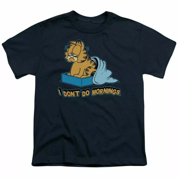 garfield i dont do mornings kids youth t shirt licensed tv show comic tee navy, White;black
garfield i dont do mornings kids youth t shirt licensed tv show comic tee navy, White;black