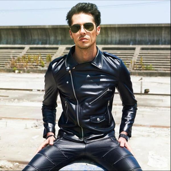 s-4xl clothing men's lapel youth handsome korean slim oblique zipper thin pu leather jacket tide coat fur & faux, Black
s-4xl clothing men's lapel youth handsome korean slim oblique zipper thin pu leather jacket tide coat fur & faux, Black