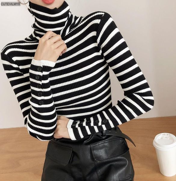 women's sweaters autumn winter turtleneck jumpers for women long sleeve slim female knitted striped casual ladies pullovers, White;black
women's sweaters autumn winter turtleneck jumpers for women long sleeve slim female knitted striped casual ladies pullovers, White;black