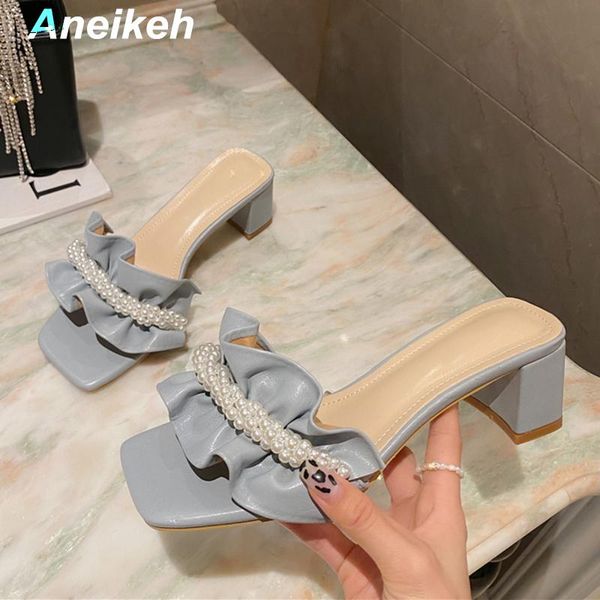 slippers aneikeh 2021 summer women shoes head peep toe square heels fashion ruffles white string bead shallow sweet party, Black
slippers aneikeh 2021 summer women shoes head peep toe square heels fashion ruffles white string bead shallow sweet party, Black