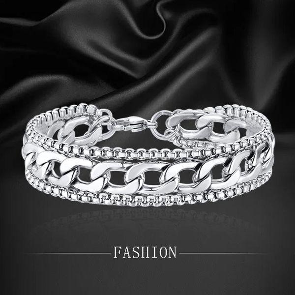 link, chain crub with box llik tri bracelet for men stainless steel jewelry, Black
link, chain crub with box llik tri bracelet for men stainless steel jewelry, Black