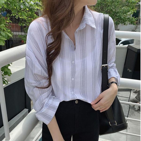 women's blouses & shirts bethquenoy chemisier femme loose fit striped women 2021 plus size blusas camisas mujer summer simple ladies, White
women's blouses & shirts bethquenoy chemisier femme loose fit striped women 2021 plus size blusas camisas mujer summer simple ladies, White
