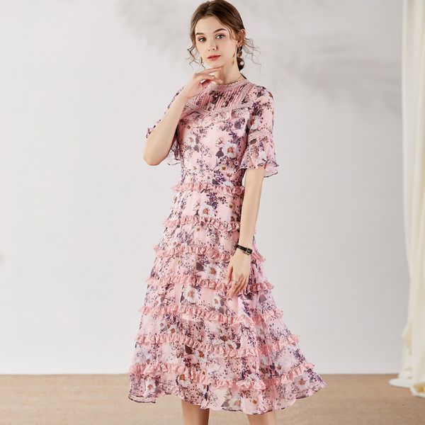 dress summer pink women o-neck sweet flower print cascading ruffle patchwork short sleeve large swing dress, Black;gray
dress summer pink women o-neck sweet flower print cascading ruffle patchwork short sleeve large swing dress, Black;gray