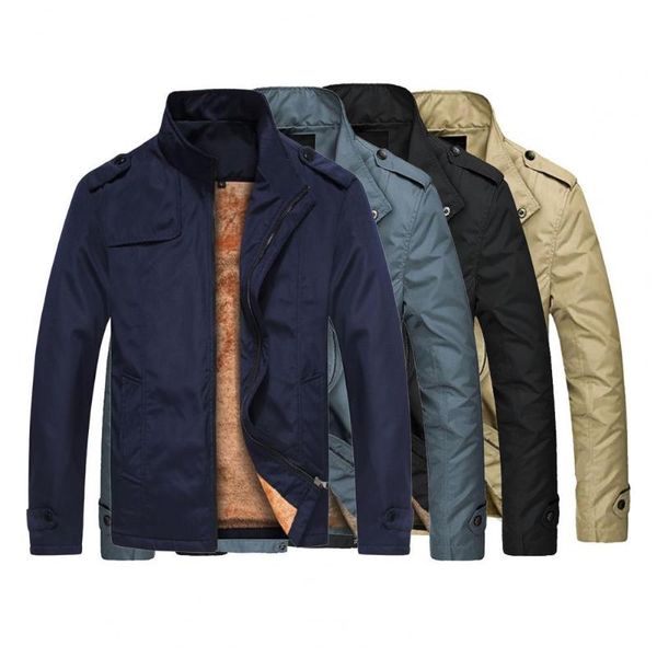 men's trench coats coat solid color two pockets warm plush lining jacket stand collar long sleeve casual for autumn winter erkek mont, Tan;black
men's trench coats coat solid color two pockets warm plush lining jacket stand collar long sleeve casual for autumn winter erkek mont, Tan;black