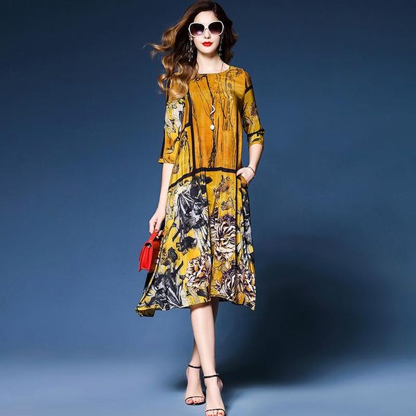 women dress elegant floral spring summer three quarter sleeve vestidos chinese vintage print faux silk dresses casual, Black;gray
women dress elegant floral spring summer three quarter sleeve vestidos chinese vintage print faux silk dresses casual, Black;gray