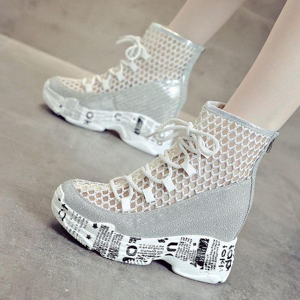 boots 2021 fashion women summer hollow high slope pu leather booties mesh breathable inner heightening, Black
boots 2021 fashion women summer hollow high slope pu leather booties mesh breathable inner heightening, Black