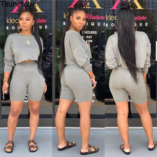 tsuretobe 2 piece set women crop and biker shorts summer club outfits casual sweat suits bat sleeves matching sets women's tracksuits, Gray
tsuretobe 2 piece set women crop and biker shorts summer club outfits casual sweat suits bat sleeves matching sets women's tracksuits, Gray