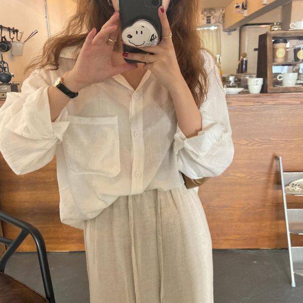 women's blouses & shirts alien kitty 2021 retro sunscreen casual girls all match solid chic stylish prom vintage sweet femme streetwear, White
women's blouses & shirts alien kitty 2021 retro sunscreen casual girls all match solid chic stylish prom vintage sweet femme streetwear, White
