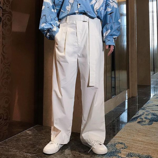 men's pants japanese white retro loose wide leg men trend summer thin section casual straight harem trousers, Black
men's pants japanese white retro loose wide leg men trend summer thin section casual straight harem trousers, Black