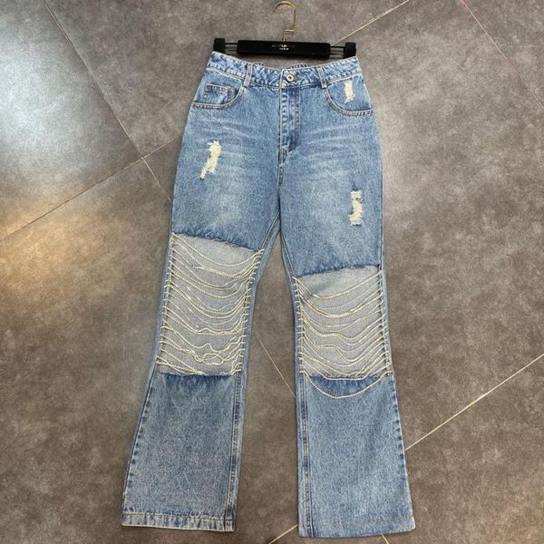 summer arrivals diamonds chain holes decoration blue long denim pants women jeans high street gb136 women's
summer arrivals diamonds chain holes decoration blue long denim pants women jeans high street gb136 women's