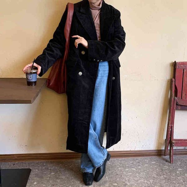 wool retro blends women solid coats double breasted winter vintage elegant loose cordury casual long clothe, Black
wool retro blends women solid coats double breasted winter vintage elegant loose cordury casual long clothe, Black