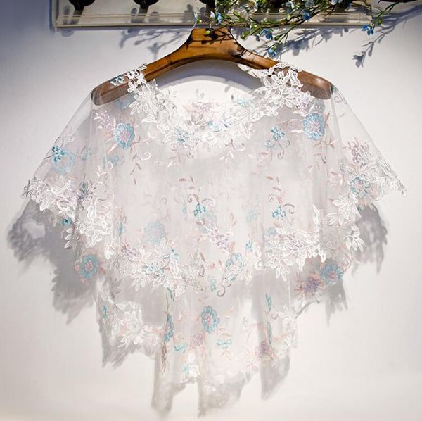 women's spring summer flower embroidery mesh female sunscreen white lace shawl cloak r3089 scarves, Blue;gray
women's spring summer flower embroidery mesh female sunscreen white lace shawl cloak r3089 scarves, Blue;gray