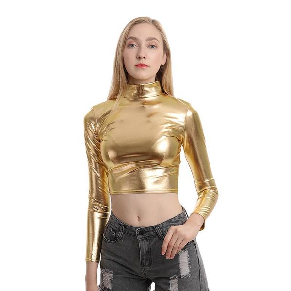 women's t-shirt fashion turtleneck casual women t shirts pu leather shiny short shirt female autumn crop solid long sleeve sexy, White
women's t-shirt fashion turtleneck casual women t shirts pu leather shiny short shirt female autumn crop solid long sleeve sexy, White