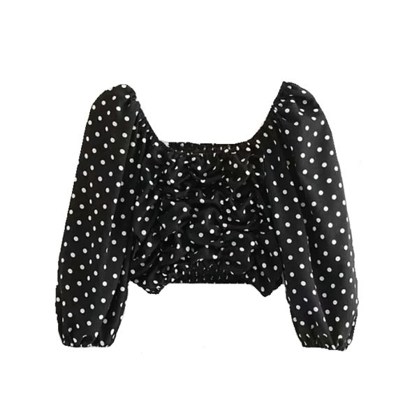 spring women dot print pleated short blouse square collar smock female lantern sleeve shirt lady slim blusas s8379 210430, White
spring women dot print pleated short blouse square collar smock female lantern sleeve shirt lady slim blusas s8379 210430, White