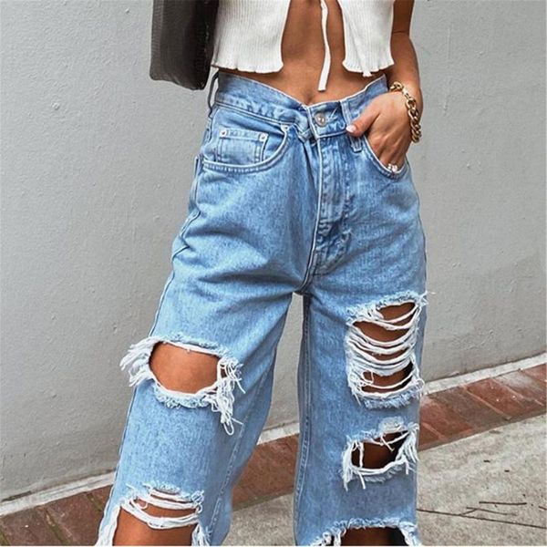 women's jeans women's hole pants loose big holes long trousers women ripped frayed vintage pocket denim c1, Blue
women's jeans women's hole pants loose big holes long trousers women ripped frayed vintage pocket denim c1, Blue