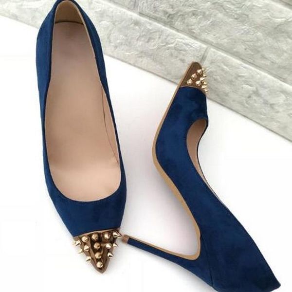 dress shoes fashion spikes stud navy blue suede leather poined toe stiletto high heel shoe pump high-heeled, Black
dress shoes fashion spikes stud navy blue suede leather poined toe stiletto high heel shoe pump high-heeled, Black