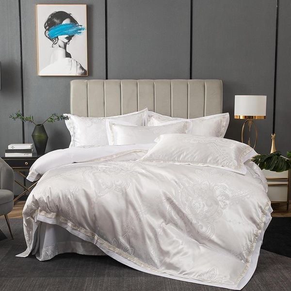 bedding sets 4pcs satin/silky luxury soft white gray set sateen cotton duvet cover bed sheet pillowcases stain-resistant wrinkle
bedding sets 4pcs satin/silky luxury soft white gray set sateen cotton duvet cover bed sheet pillowcases stain-resistant wrinkle