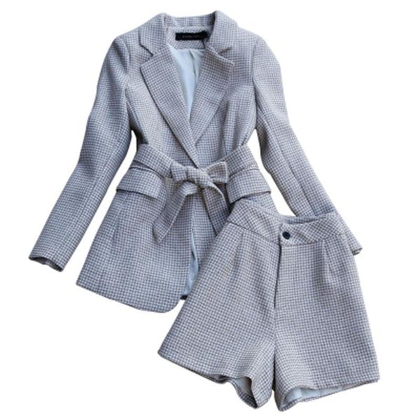 two piece dress fashion plaid suits women spring woolen belt casual business suit + wide leg shorts two-piece set, White
two piece dress fashion plaid suits women spring woolen belt casual business suit + wide leg shorts two-piece set, White