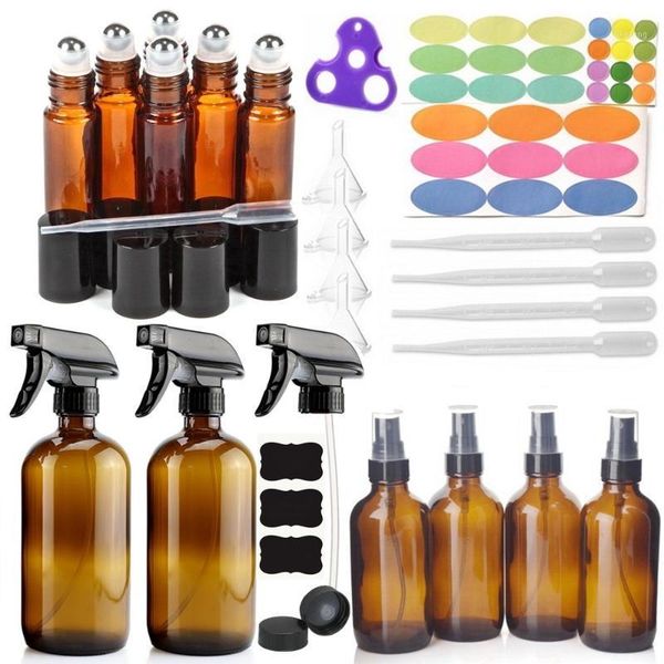 storage bottles & jars 12 pack amber glass spray bottle with 6-10ml roll on 4-120ml 2-500ml sprayer accessories for essential oils
storage bottles & jars 12 pack amber glass spray bottle with 6-10ml roll on 4-120ml 2-500ml sprayer accessories for essential oils