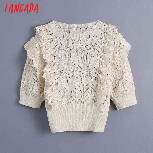 women fashion ruffle hollow out cropped knitted sweater jumper o neck short sleeve female pullover be489 210416, White;black
women fashion ruffle hollow out cropped knitted sweater jumper o neck short sleeve female pullover be489 210416, White;black