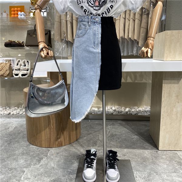 nicho high-waist combination burr denim female personality design hip wrap skirt, Black
nicho high-waist combination burr denim female personality design hip wrap skirt, Black