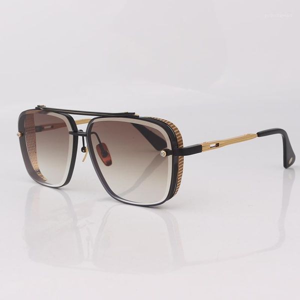 black and gold metal frame classic sunglasses for men fashion square pilot women brown lenses, White;black
black and gold metal frame classic sunglasses for men fashion square pilot women brown lenses, White;black