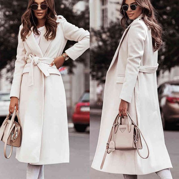 women's wool & blends autumn winter long sleeved outerwear women simple lace-up solid cardigan coats elegant lapel jacket jppl, Black
women's wool & blends autumn winter long sleeved outerwear women simple lace-up solid cardigan coats elegant lapel jacket jppl, Black