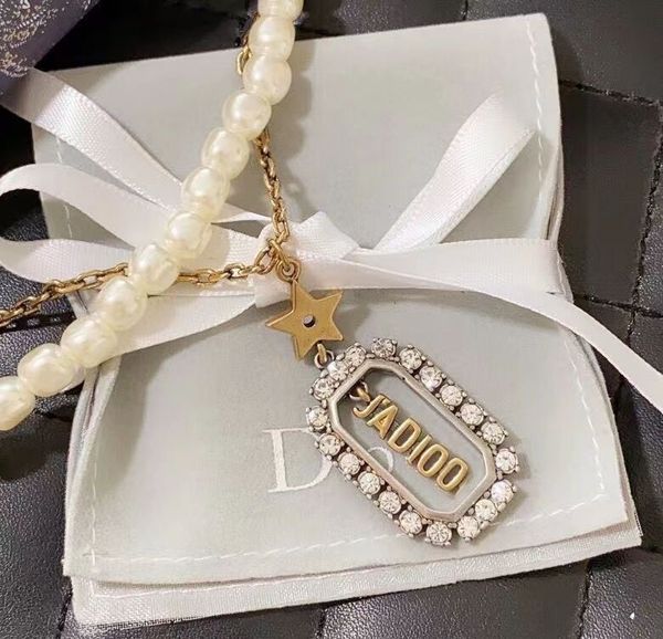 2021 new designer 2021 double layer necklace square pendant net red same pearl, Golden
2021 new designer 2021 double layer necklace square pendant net red same pearl, Golden