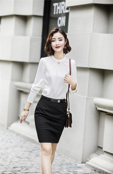 work dresses 2021 fashion styles elegant white formal business suits with 2 piece and skirt ladies office wear blouses & shirts set, White;black
work dresses 2021 fashion styles elegant white formal business suits with 2 piece and skirt ladies office wear blouses & shirts set, White;black
