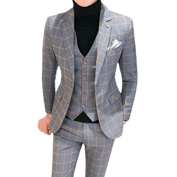 men's suits & blazers 2021 men dress british 3piece wedding suit autumn mens business formal plaid luxury slim fit, White;black
men's suits & blazers 2021 men dress british 3piece wedding suit autumn mens business formal plaid luxury slim fit, White;black