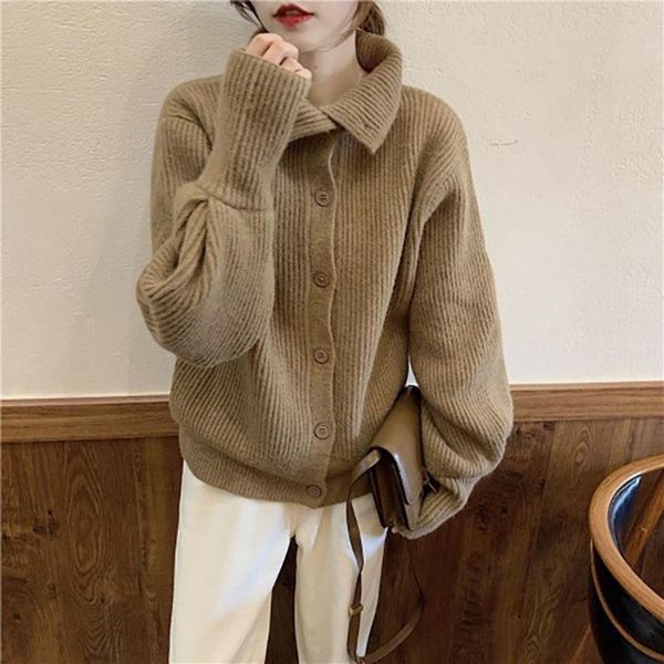 women's knits & tees knitting sweater autumn winter casual loose solid color turtleneck jacket single-breasted long sleeve knitwear car, White
women's knits & tees knitting sweater autumn winter casual loose solid color turtleneck jacket single-breasted long sleeve knitwear car, White