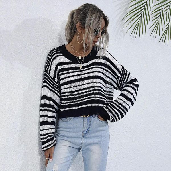 striped pullover knitted sweater for women o neck long sleeve bottoming kniting female autumn winter knit blouse women's sweaters, White;black
striped pullover knitted sweater for women o neck long sleeve bottoming kniting female autumn winter knit blouse women's sweaters, White;black