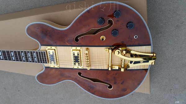 custom transparent electric guitar gold hardward hollow body rose wood fingerboard 22 fret spalted+flame maple high quality
custom transparent electric guitar gold hardward hollow body rose wood fingerboard 22 fret spalted+flame maple high quality