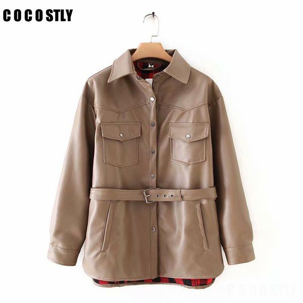women's leather & faux autumn khaki soft pu jacket women long sleeve black biker outwear sashes punk motorcycle coat plus size
women's leather & faux autumn khaki soft pu jacket women long sleeve black biker outwear sashes punk motorcycle coat plus size