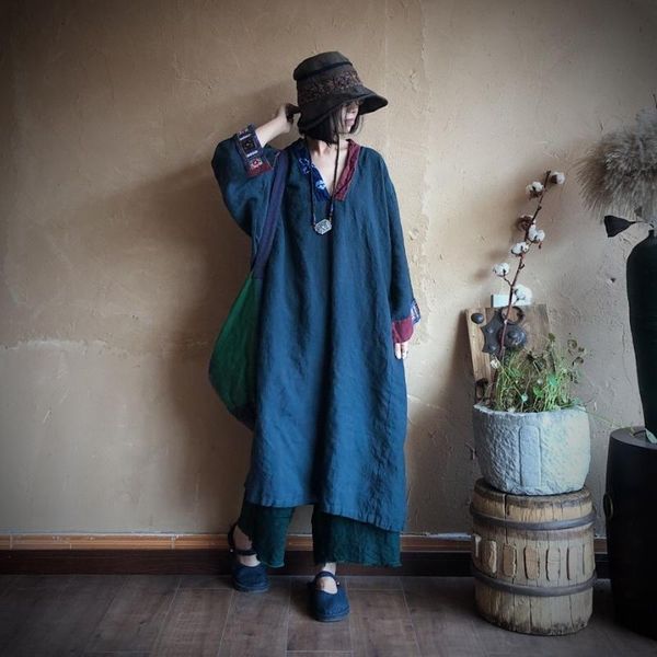 casual dresses women retro linen v neck robe dress ladies patchwork plus size female 2021 summer autumn, Black;gray
casual dresses women retro linen v neck robe dress ladies patchwork plus size female 2021 summer autumn, Black;gray