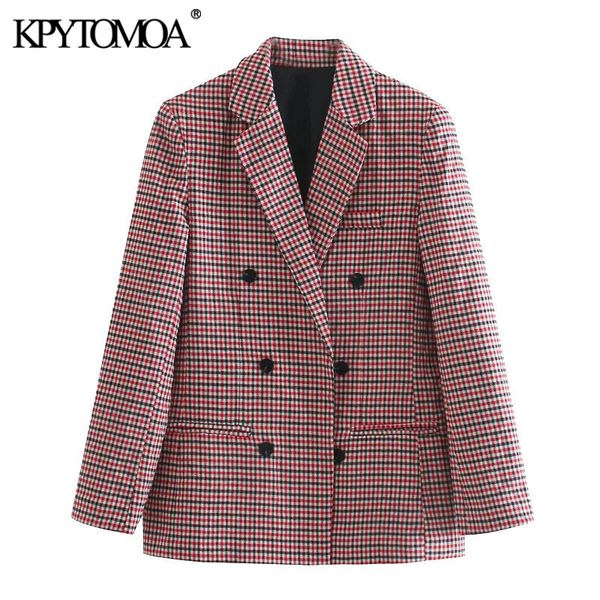 women fashion office wear double breasted plaid blazer coat vintage long sleeve pockets female outerwear chic 210416, White;black
women fashion office wear double breasted plaid blazer coat vintage long sleeve pockets female outerwear chic 210416, White;black