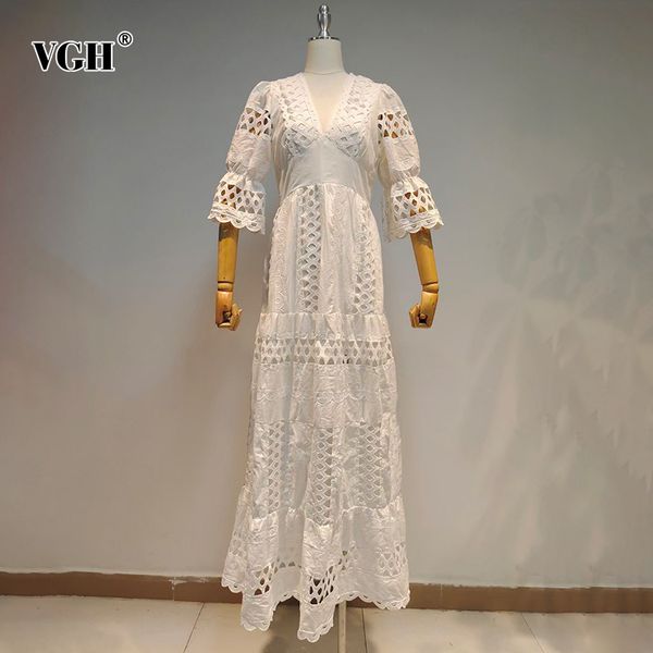 vgh elegant white midi dress for women v neck half sleeve high waist hollow out spring dresses female fashionable new clothing 210421, Black;gray
vgh elegant white midi dress for women v neck half sleeve high waist hollow out spring dresses female fashionable new clothing 210421, Black;gray