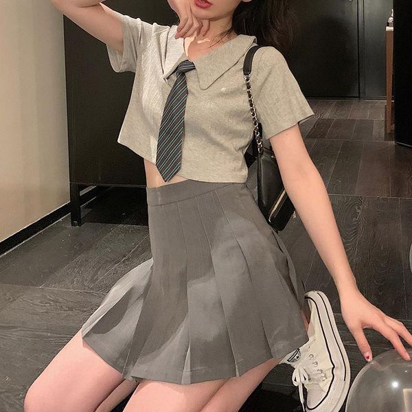 women's blouses & shirts blouse women shirt jk suit summer tie high waist skirt three-piece blusas mujer de moda, White
women's blouses & shirts blouse women shirt jk suit summer tie high waist skirt three-piece blusas mujer de moda, White