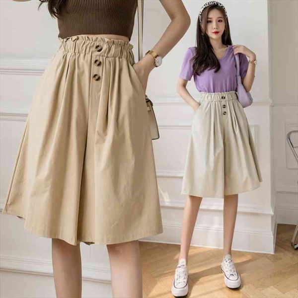 casual elastic bud waist women pants fashion button pleated wide leg summer ladies loose skirts, Black;white
casual elastic bud waist women pants fashion button pleated wide leg summer ladies loose skirts, Black;white