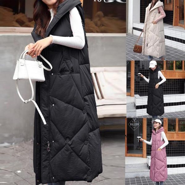 women's vests winter fashion woman lengthened and thickened medium length down cotton jacket autumn warm outwear, Black;white
women's vests winter fashion woman lengthened and thickened medium length down cotton jacket autumn warm outwear, Black;white