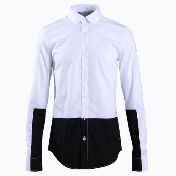 men's casual shirts men shirt luxury black white splicing long sleeve mens dress fashion slim fit man plus size 4xl, White;black
men's casual shirts men shirt luxury black white splicing long sleeve mens dress fashion slim fit man plus size 4xl, White;black