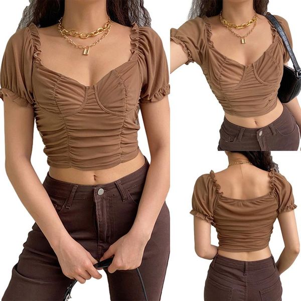 women's tanks & camis women ruched crop , casual short puff sleeve solid color frill trim mesh t-shirts, White
women's tanks & camis women ruched crop , casual short puff sleeve solid color frill trim mesh t-shirts, White