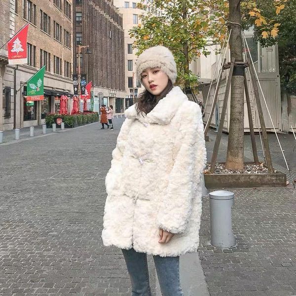 women's fur & faux jacket women coat lamb wool for autumn and winter imitation veste femme, Black
women's fur & faux jacket women coat lamb wool for autumn and winter imitation veste femme, Black