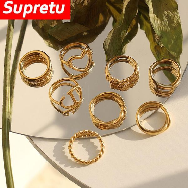 cluster rings supretu multiple finger ring women ins gold color femmel titanium steel plating 18k bijoux party jewelry engagement gifts, Golden;silver
cluster rings supretu multiple finger ring women ins gold color femmel titanium steel plating 18k bijoux party jewelry engagement gifts, Golden;silver