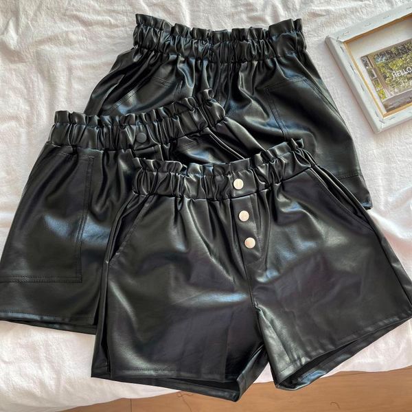 women's shorts autumn loose women black pu leather fashion elastic high waist female feminino solid casual mujer 2021 chic, White;black
women's shorts autumn loose women black pu leather fashion elastic high waist female feminino solid casual mujer 2021 chic, White;black